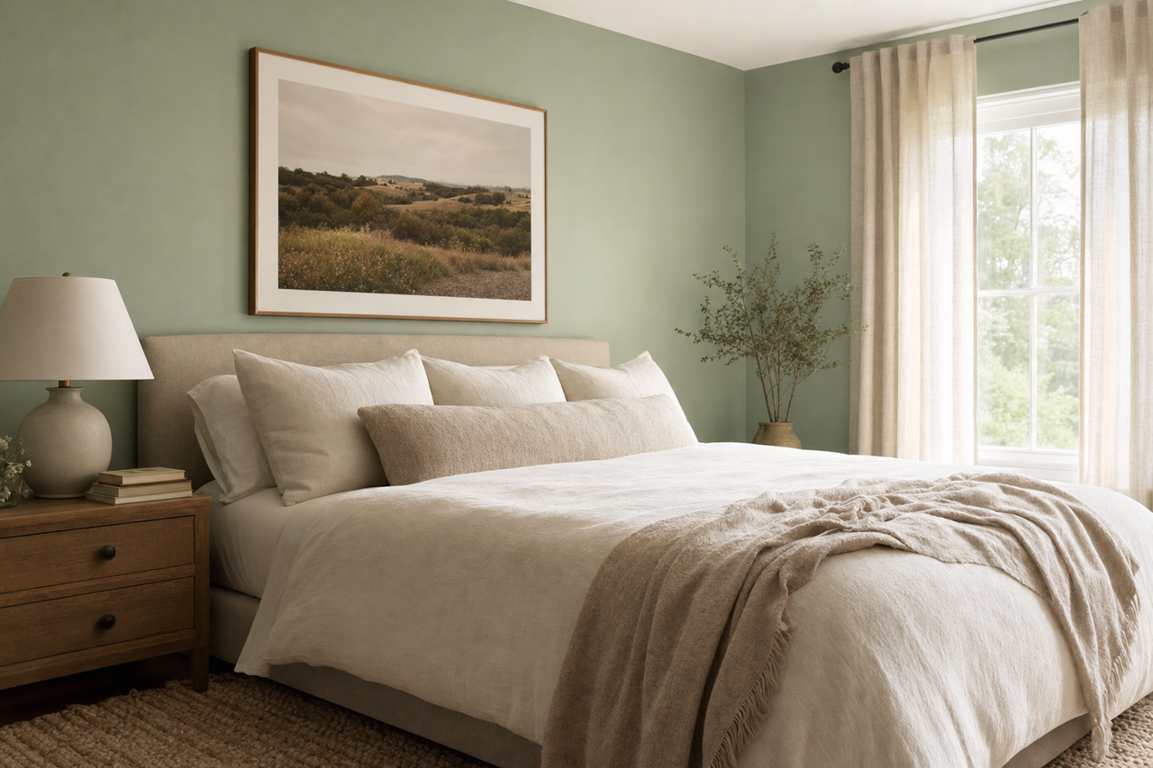 Green Trellis by Valspar on interiors