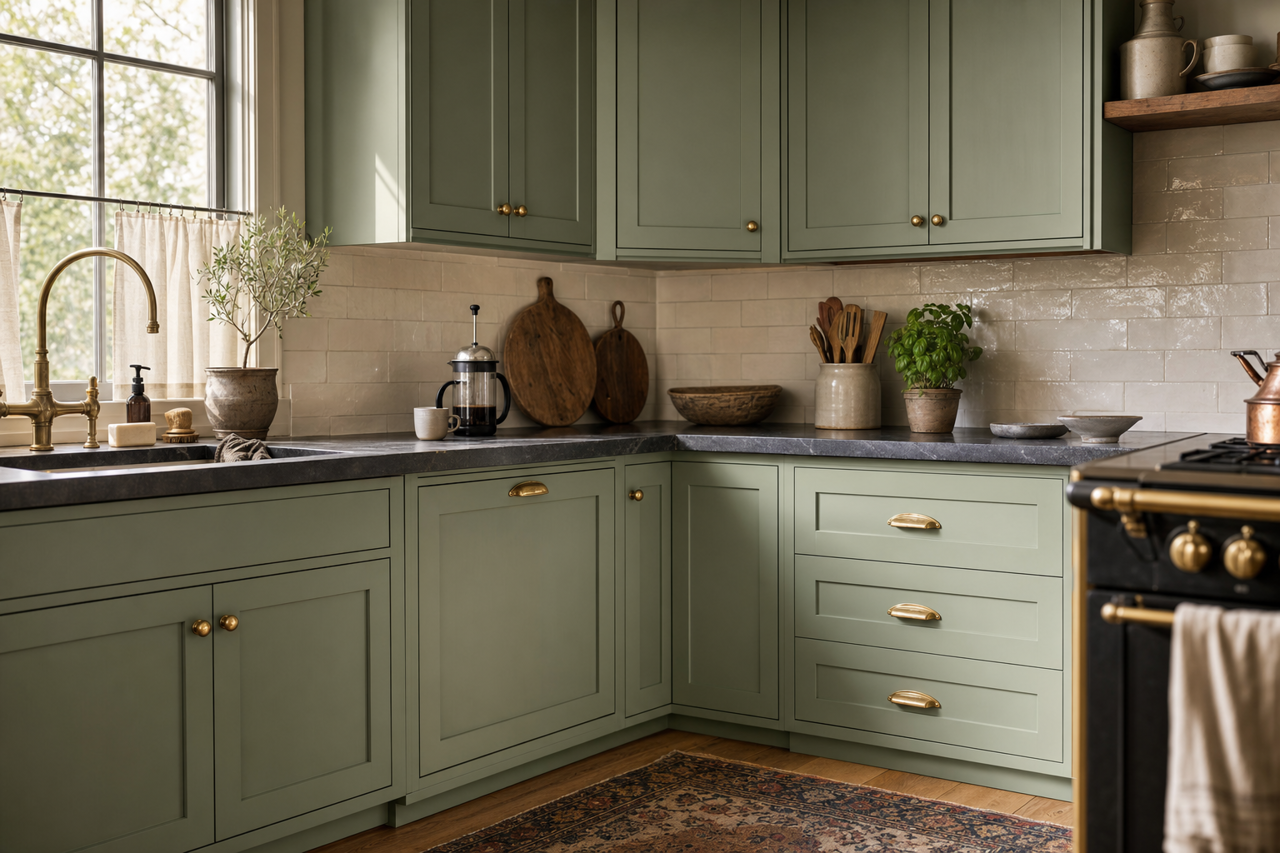 Irish Paddock by Valspar on cabinets