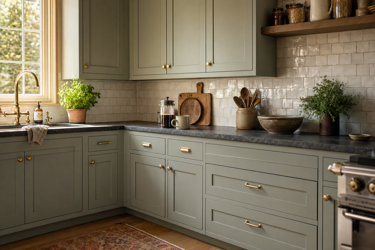 Ginkgo Tree by Valspar on cabinets