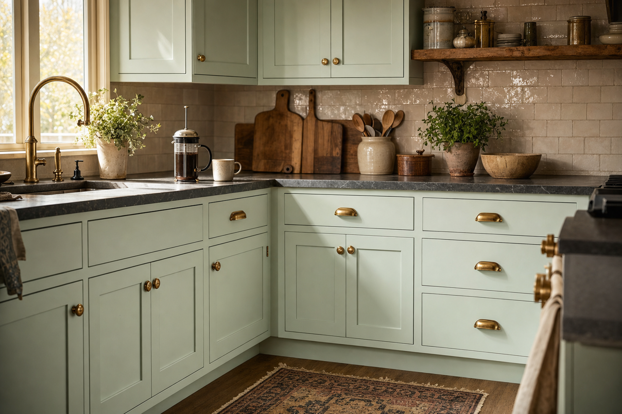 Aloe Vera by Valspar on cabinets