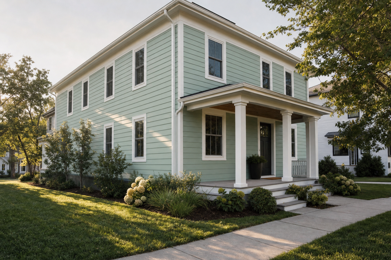 Spearmint Haze by Valspar on exterior