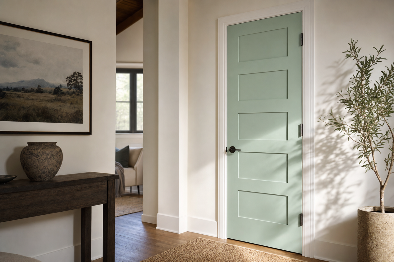 Spearmint Haze by Valspar on interior-doors