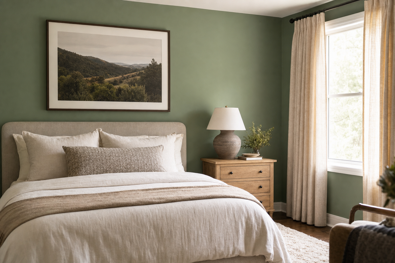 Pine Green by Valspar on interiors