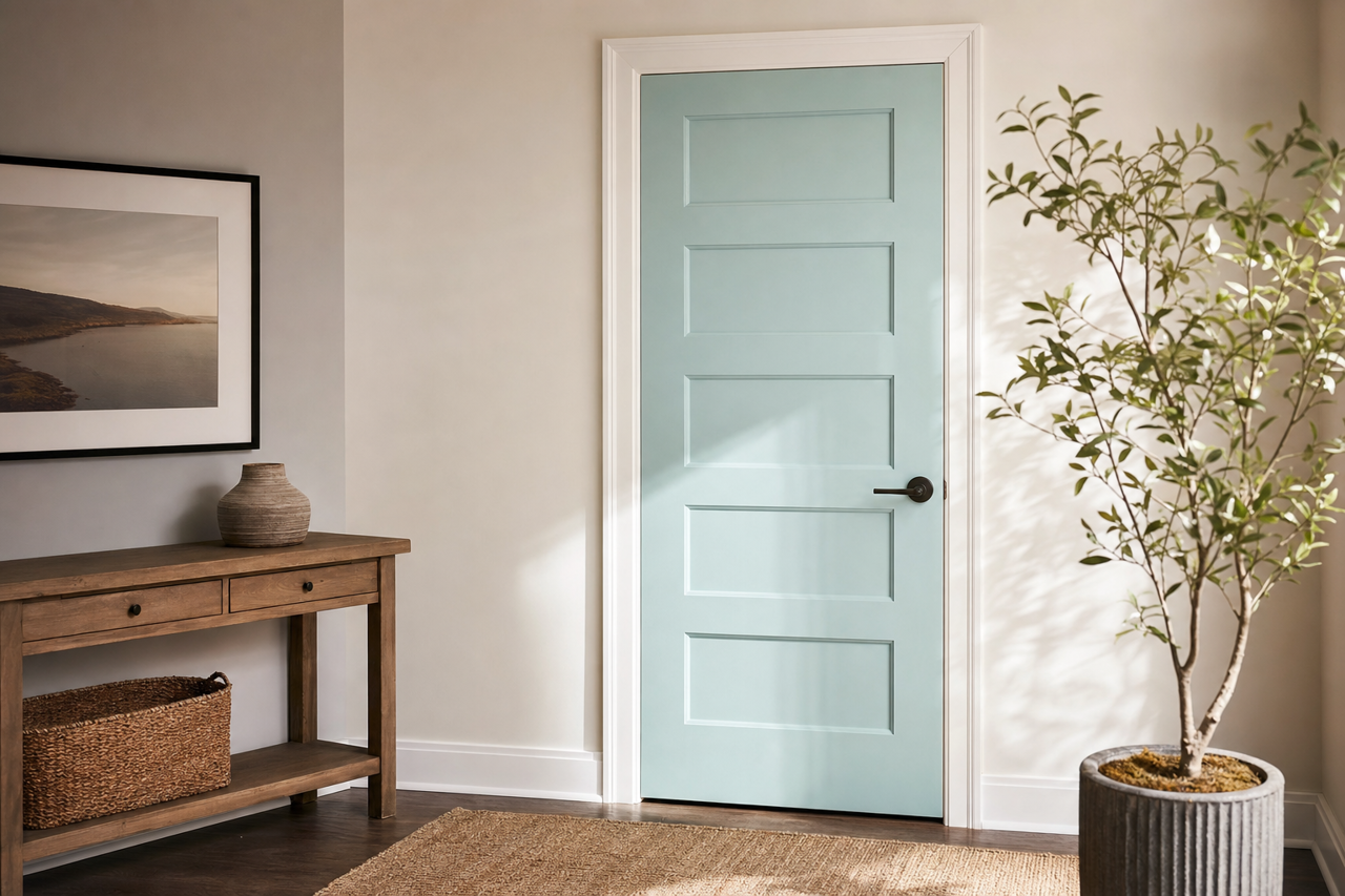 Crystal Aqua by Valspar on interior-doors