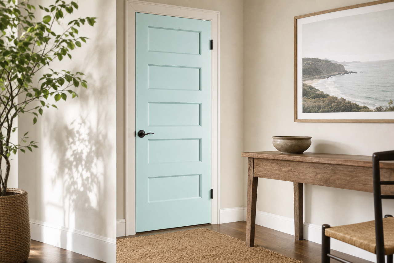 Sea Air by Valspar on interior-doors