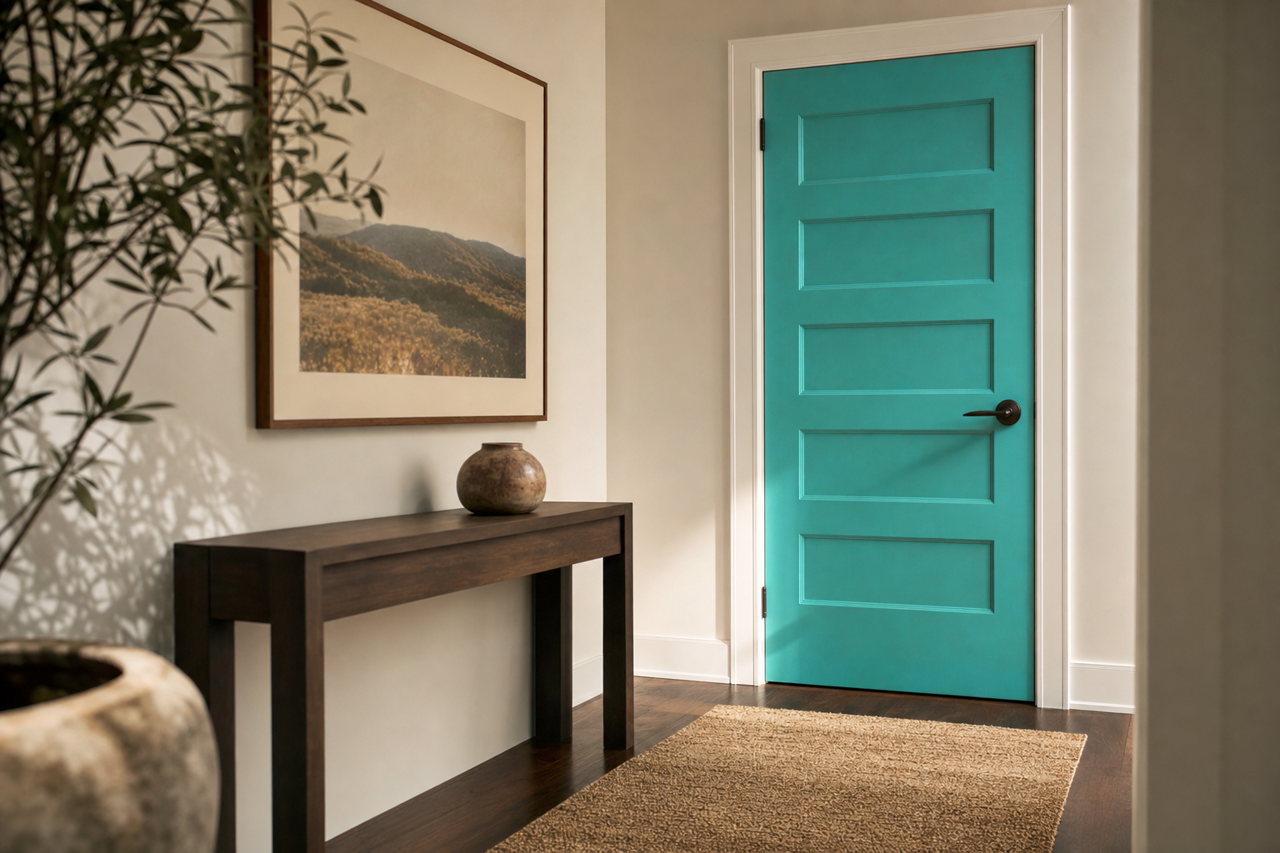 Laguna Green by Valspar on interior-doors