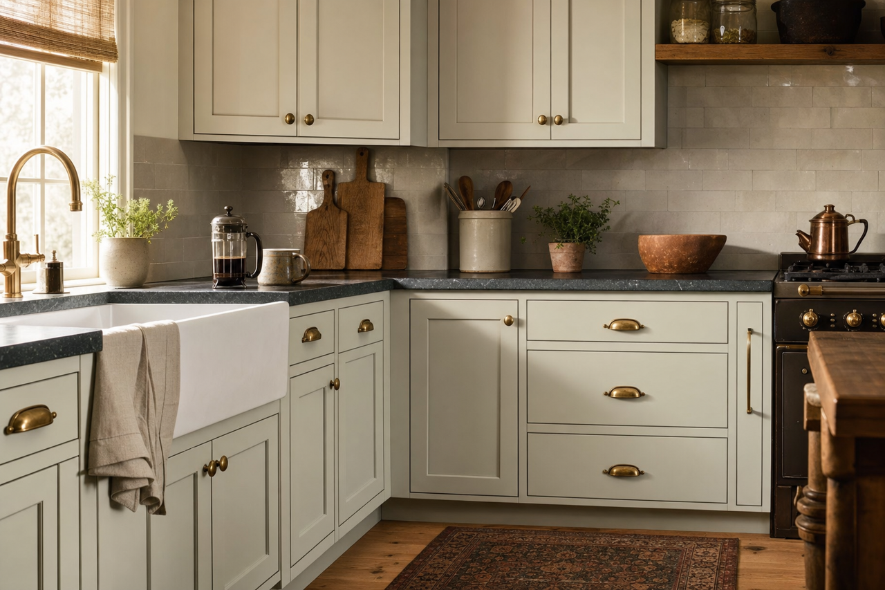 Stony Path by Valspar on cabinets
