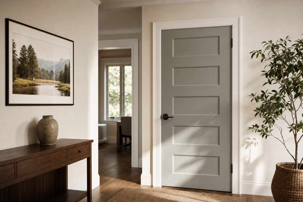 Gray Exposé by Valspar on interior-doors