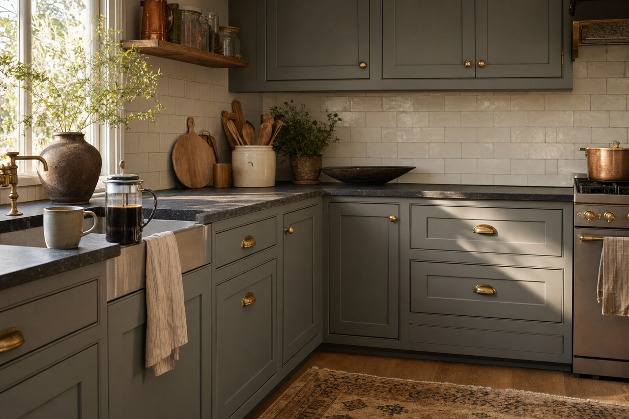 Wetlands by Valspar on cabinets