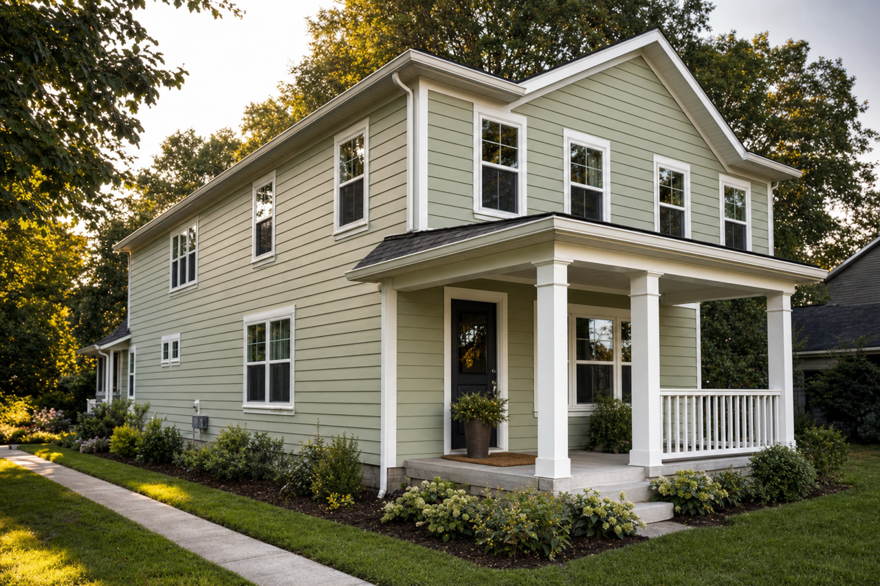 Green Garlands by Valspar on exterior