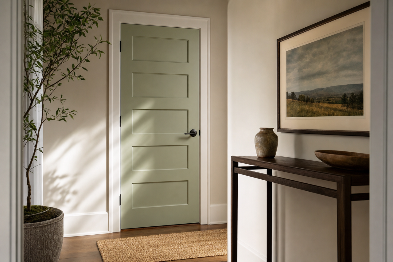 Green Garlands by Valspar on interior-doors
