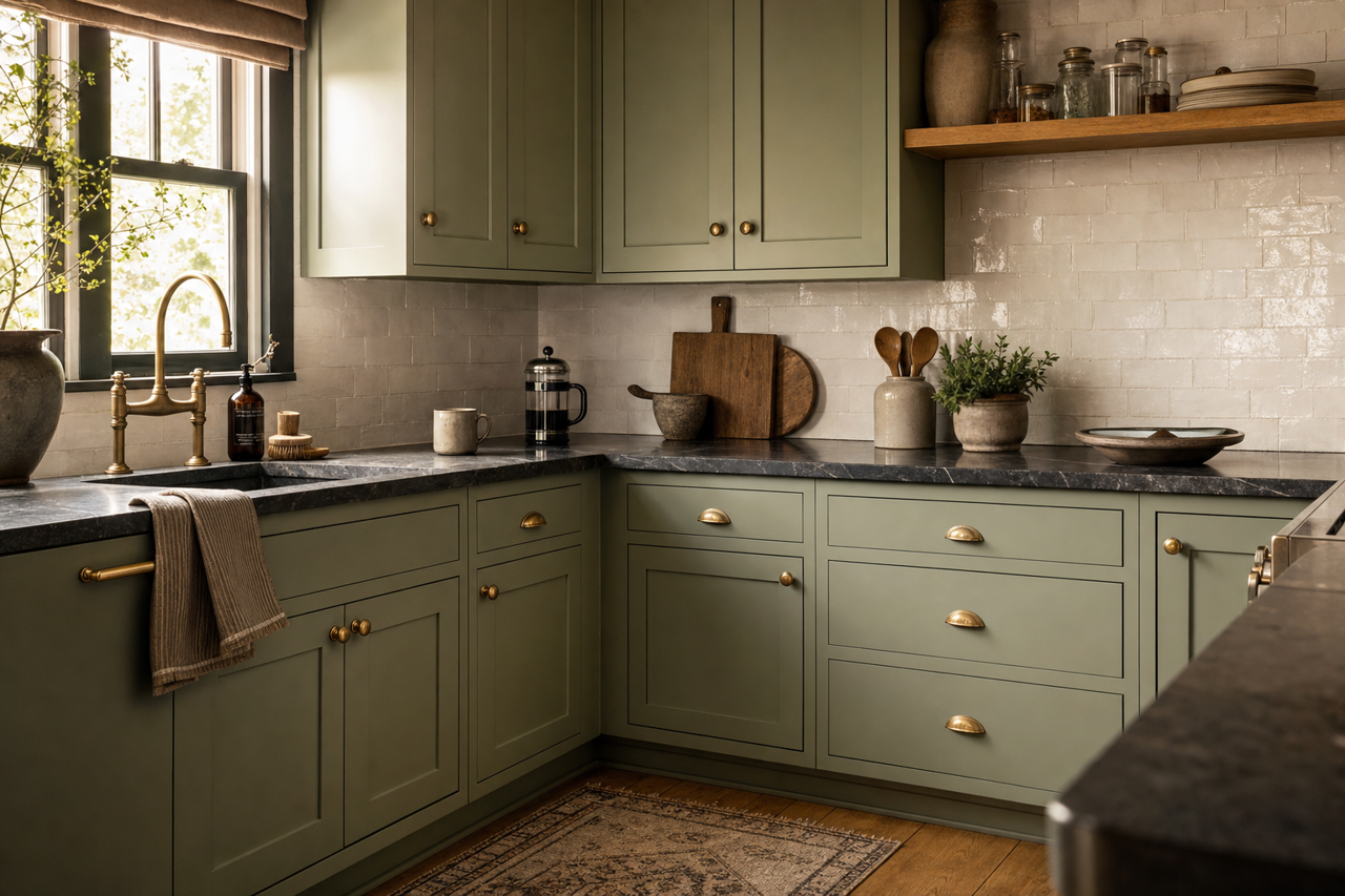 Northern Glen by Valspar on cabinets