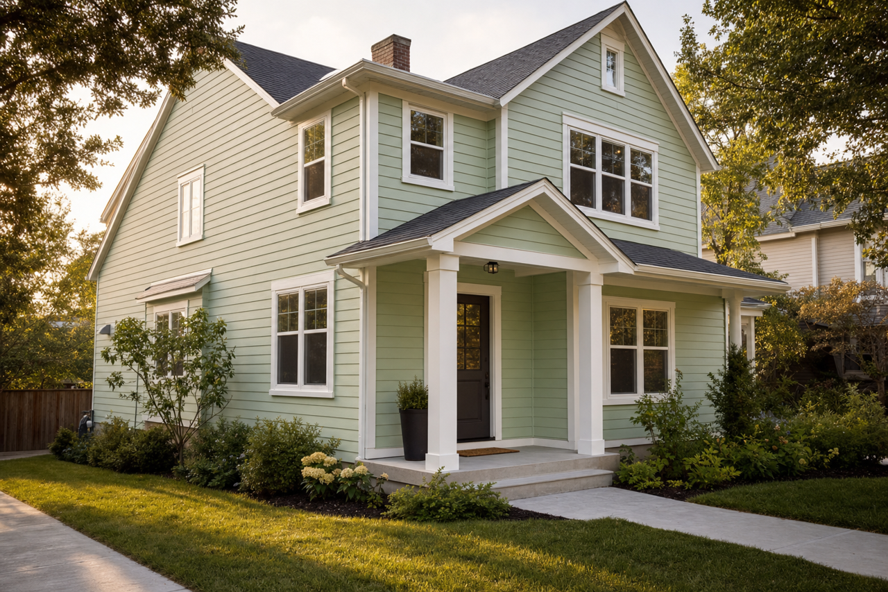 Kiss of Mint by Valspar on exterior