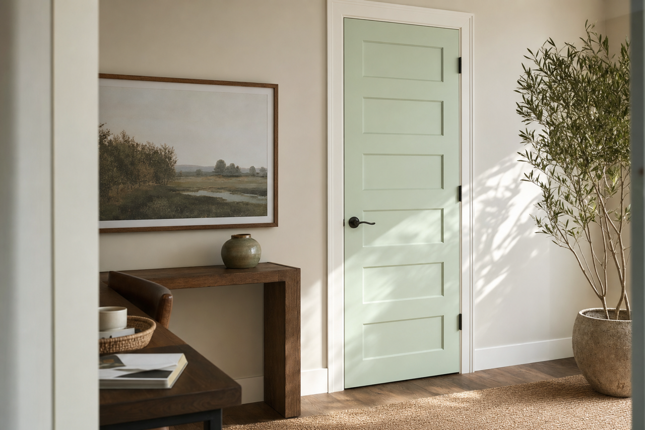 Kiss of Mint by Valspar on interior-doors