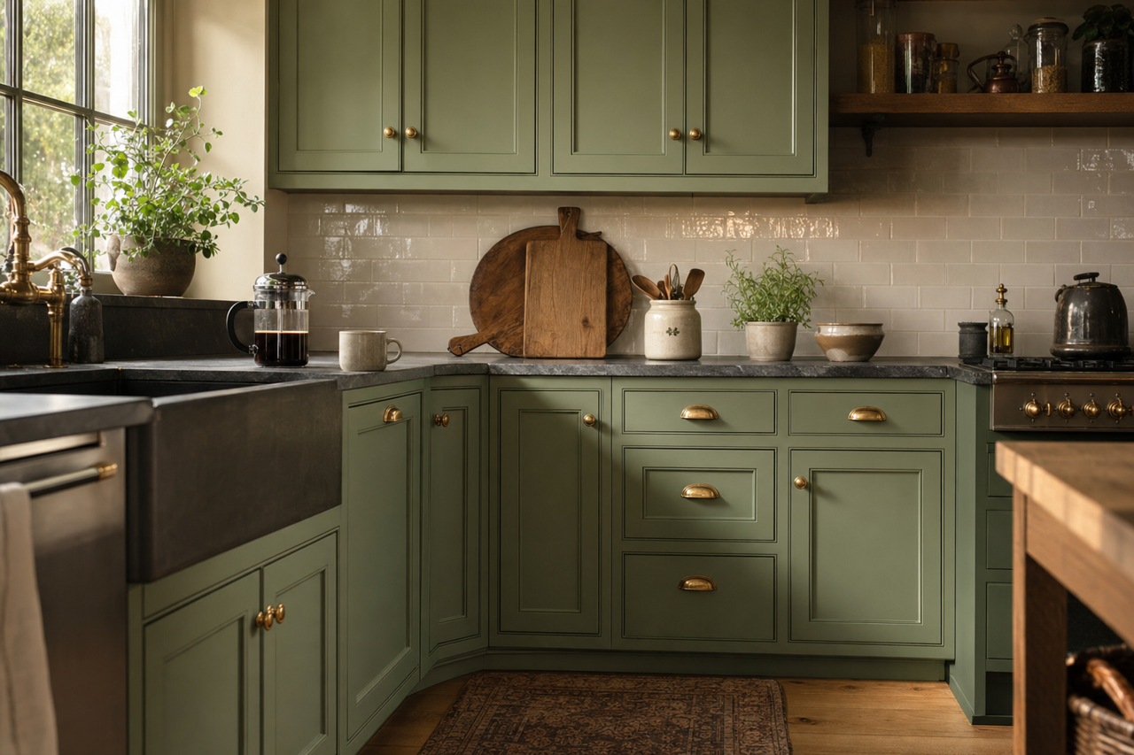 Mixedwood Leaf by Valspar on cabinets