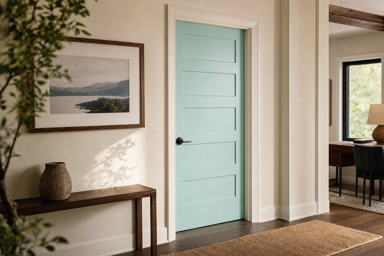 Mystic Sea by Valspar on interior-doors