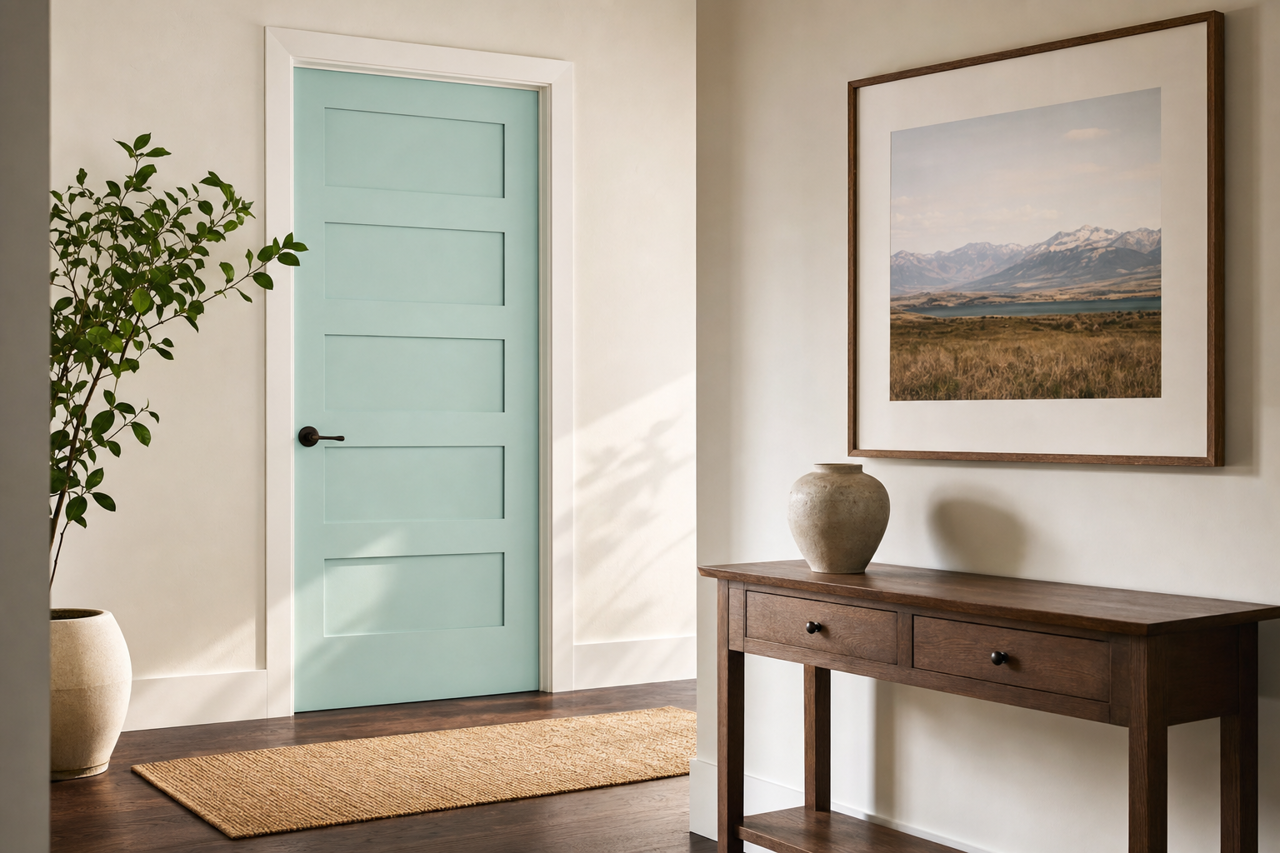 Lake Breeze by Valspar on interior-doors