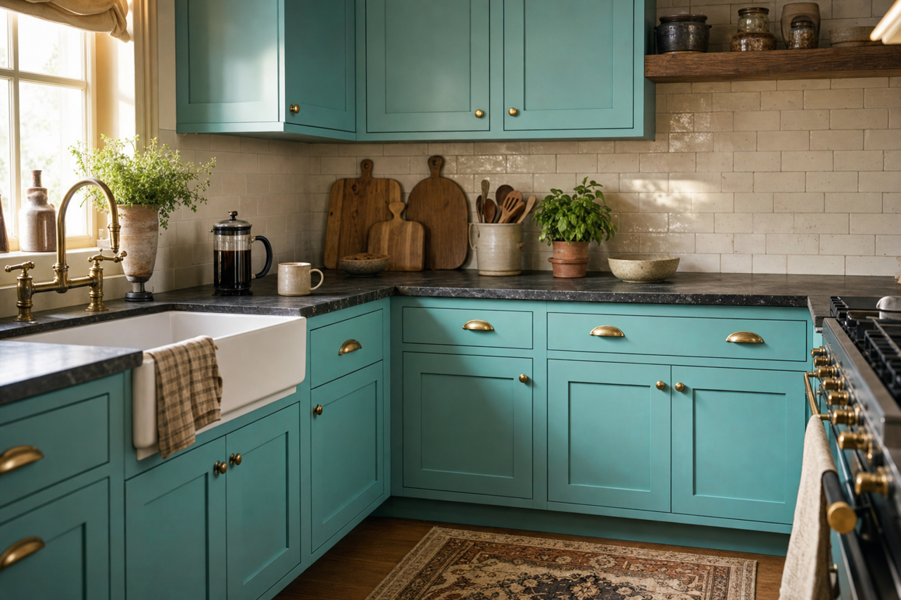 Twilight Meadow by Valspar on cabinets