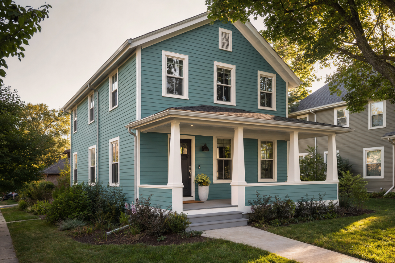 Dreamy Teal by Valspar on exterior