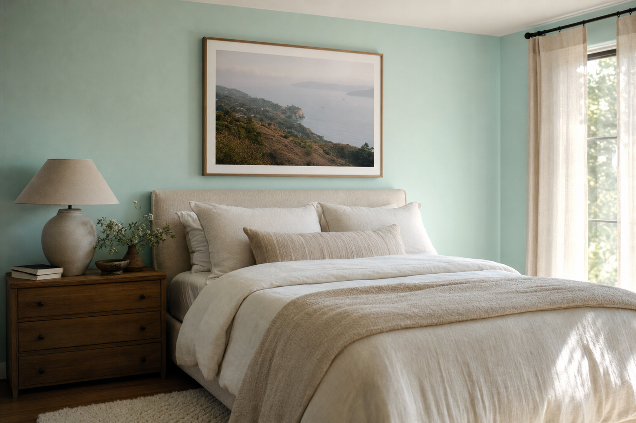 Aqua Glow by Valspar on interiors