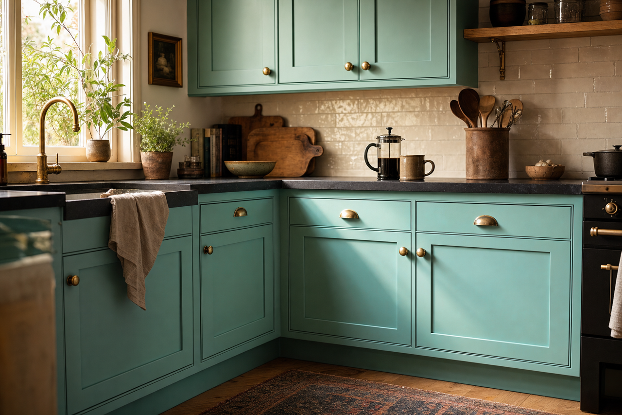 Nautical by Valspar on cabinets