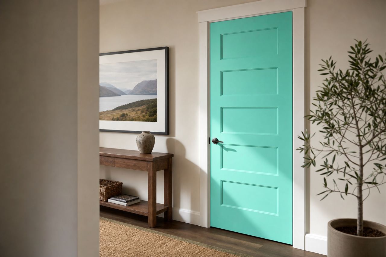 Simply Aqua by Valspar on interior-doors