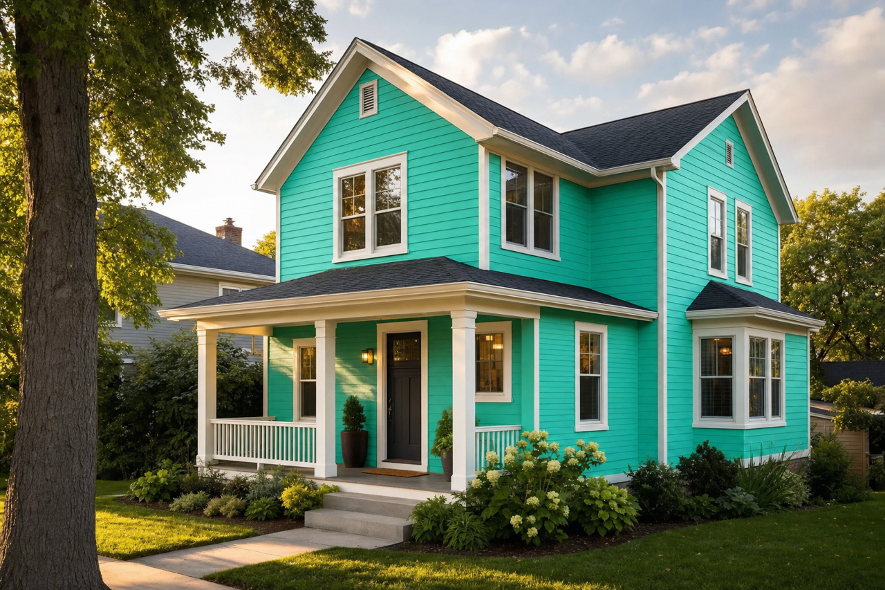 Tantalizing Teal by Valspar on exterior