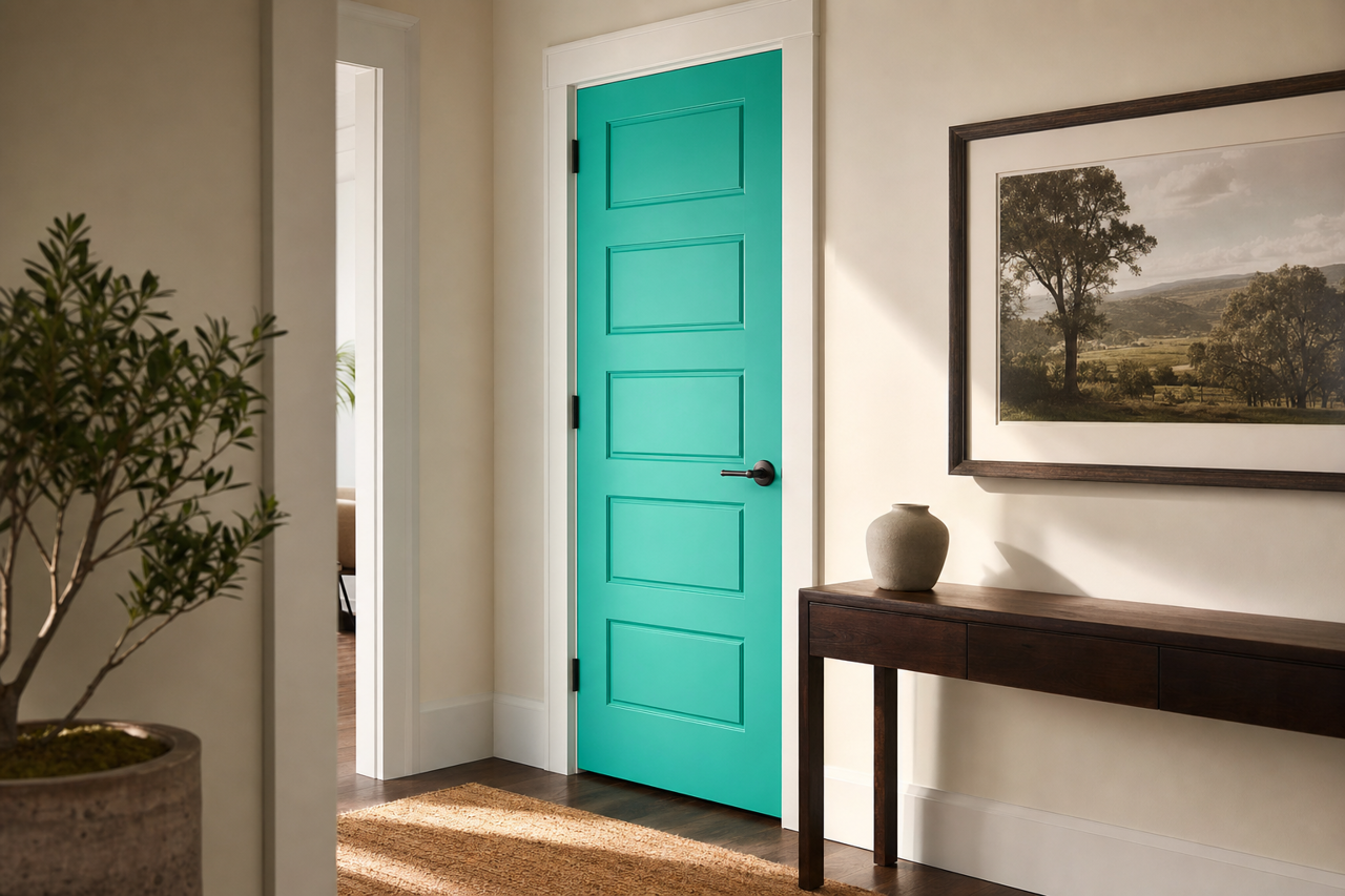 Tantalizing Teal by Valspar on interior-doors