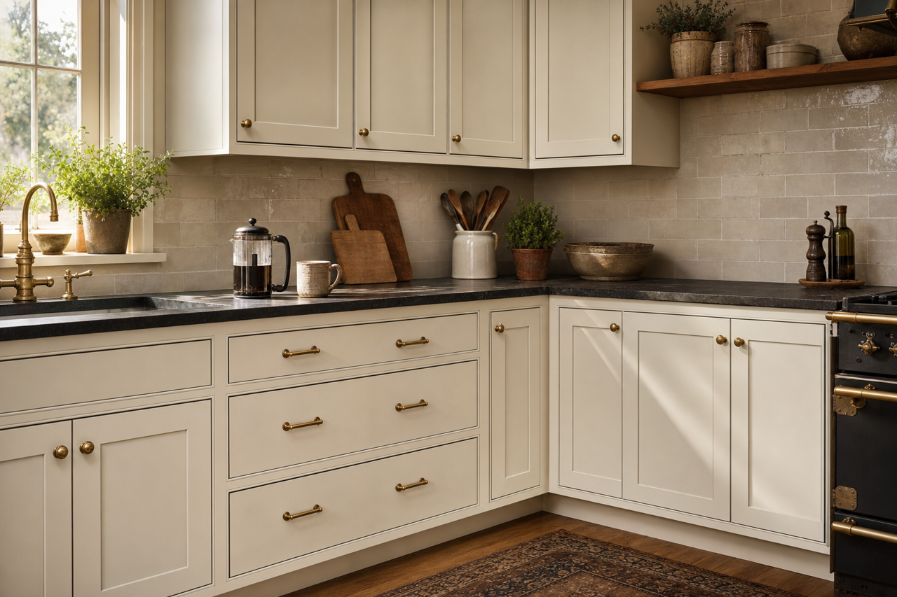 Madison White by Valspar on cabinets
