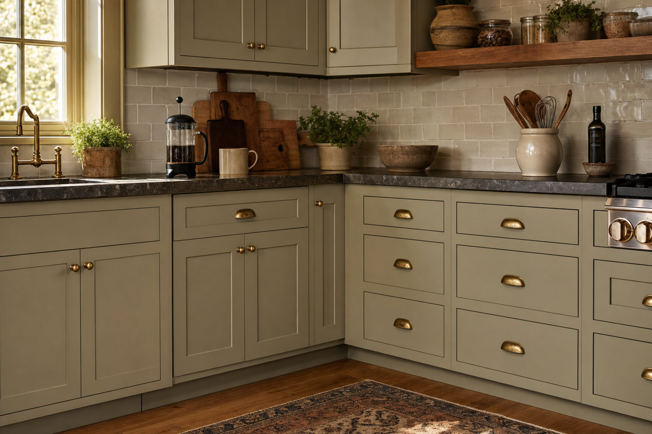 Sweet Carolina by Valspar on cabinets