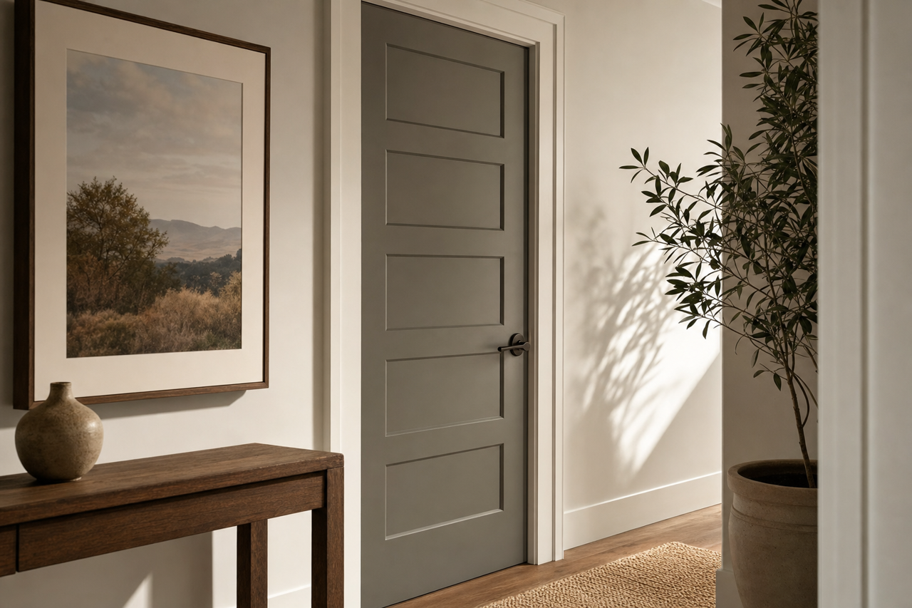 Cosmopolitan Olive by Valspar on interior-doors