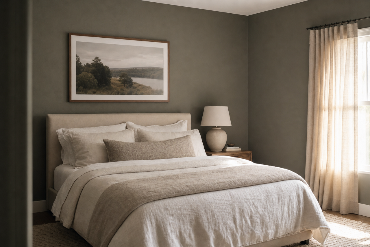 Cosmopolitan Olive by Valspar on interiors