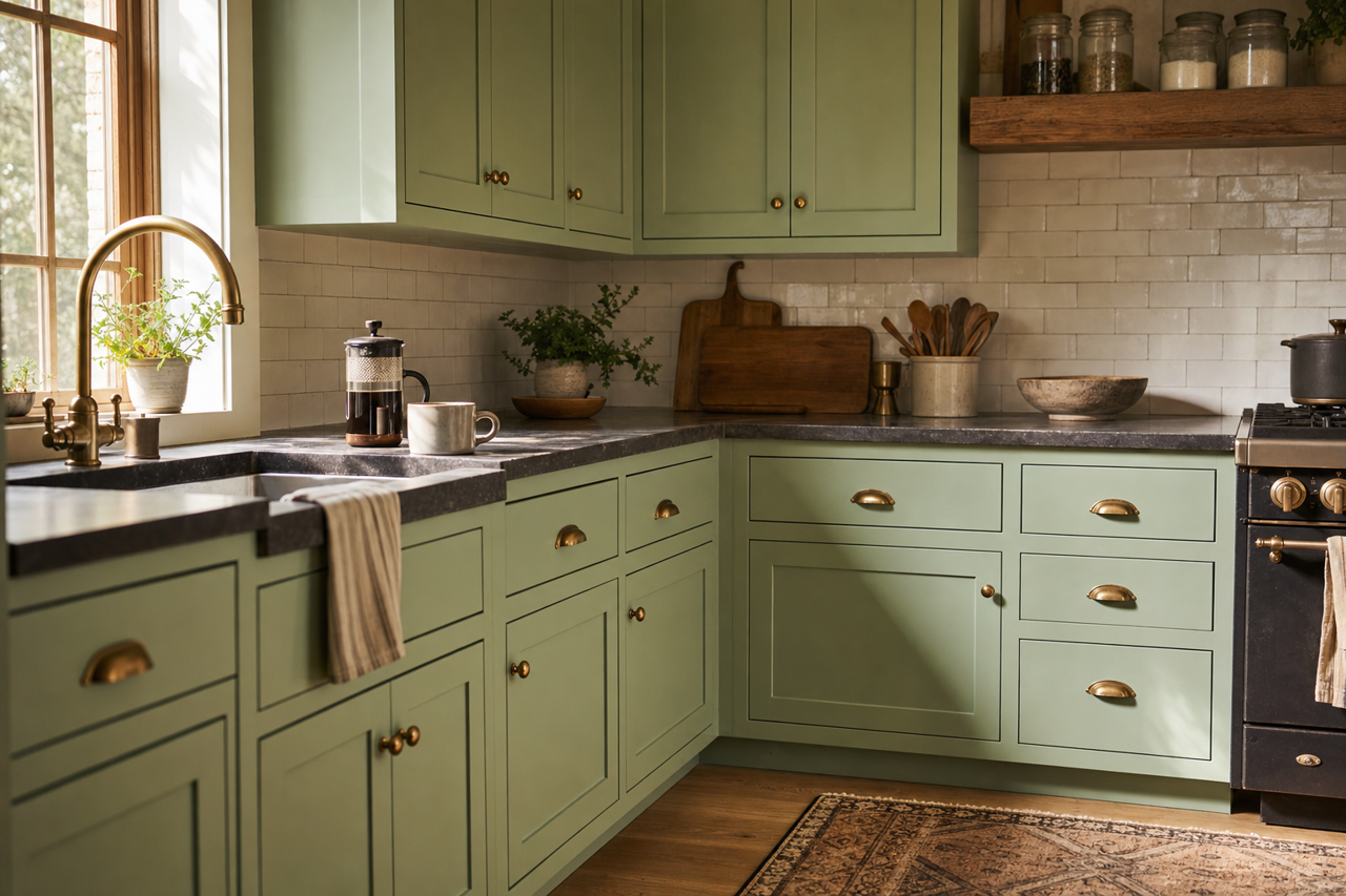 Heartland Frosty by Valspar on cabinets