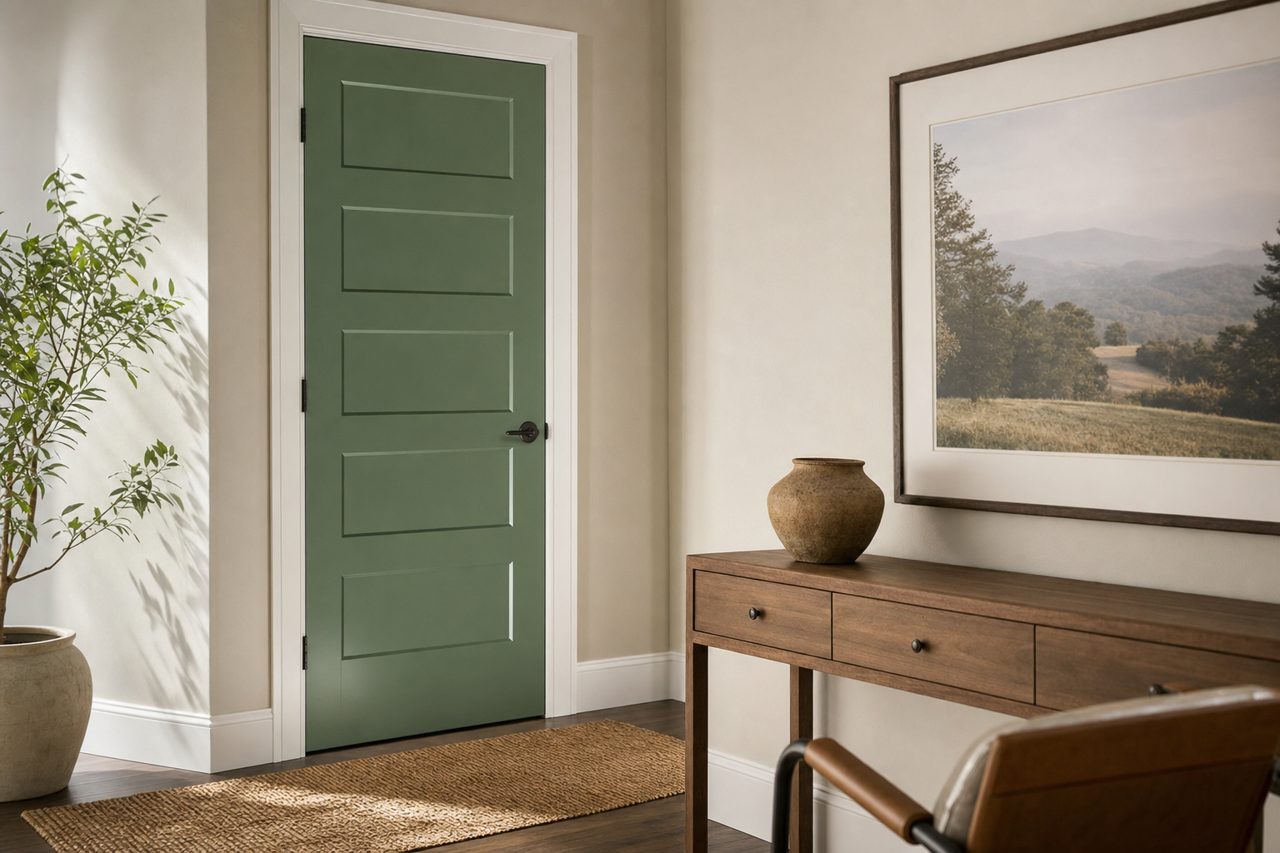 Field Time Green by Valspar on interior-doors