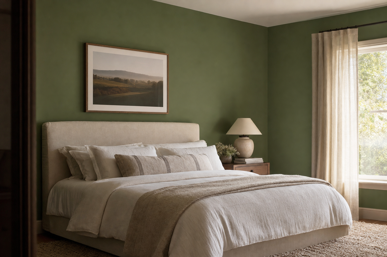 Field Time Green by Valspar on interiors