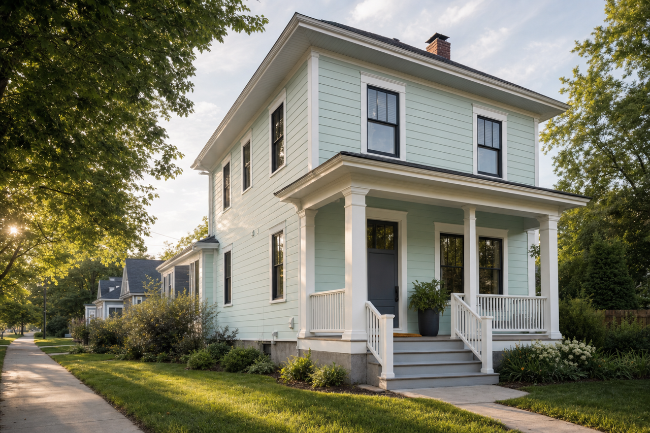 Mint Whisper by Valspar on exterior