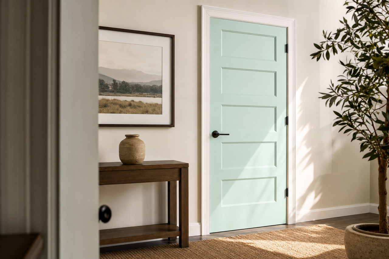 Meadow Mist by Valspar on interior-doors