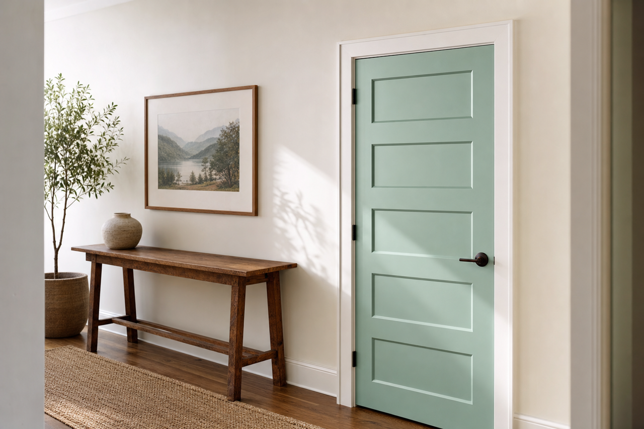 Green Charm by Valspar on interior-doors