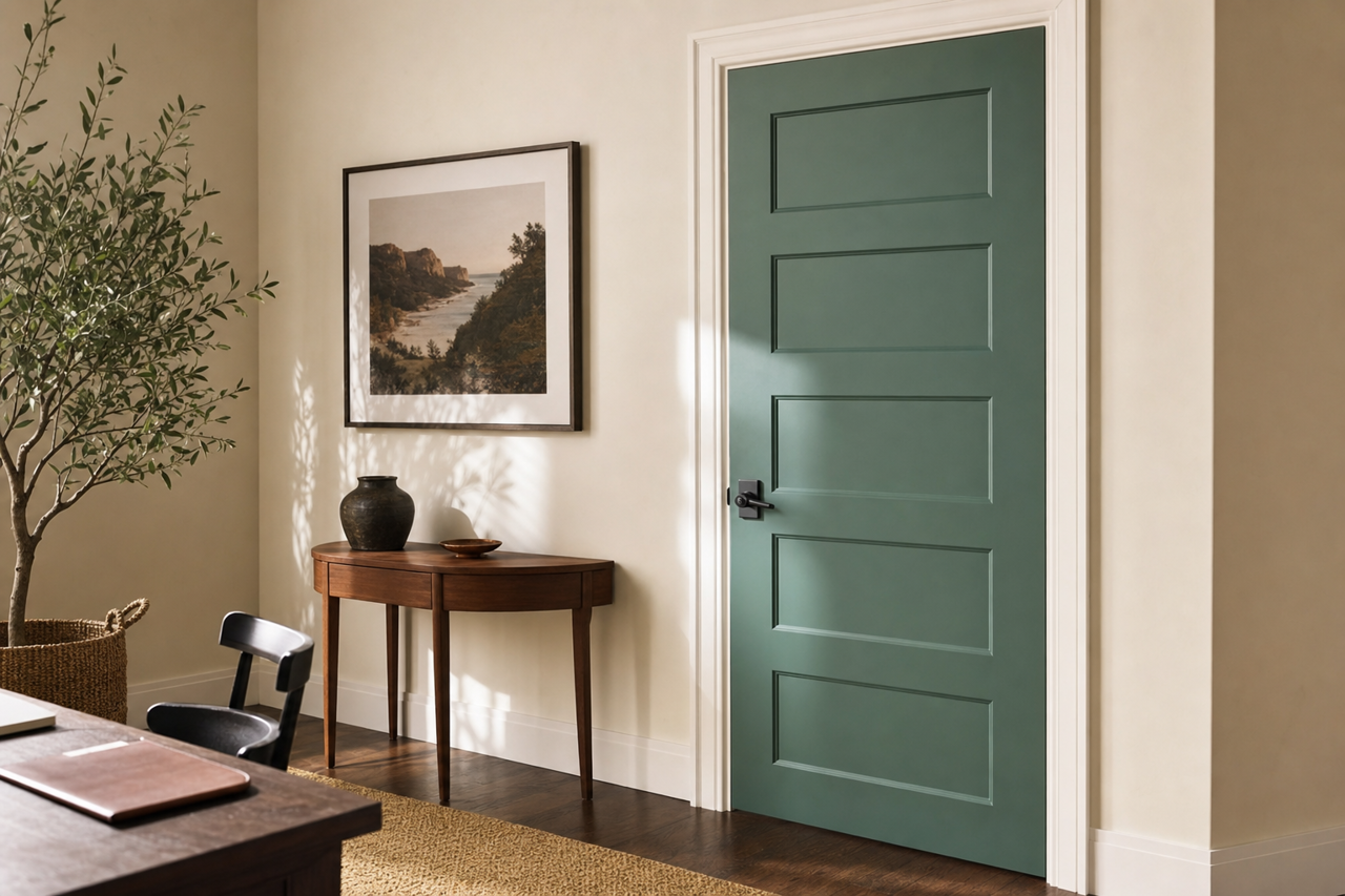 Mosaic Green by Valspar on interior-doors