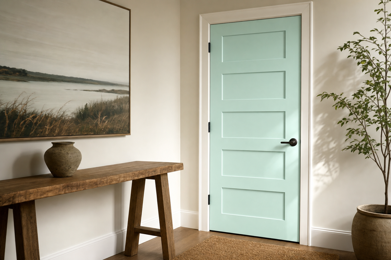 Aquatic Mist by Valspar on interior-doors