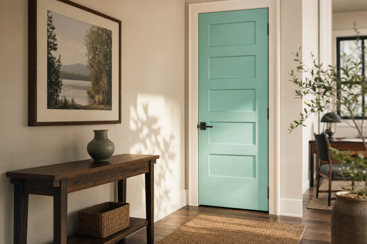 Fresh Mist by Valspar on interior-doors