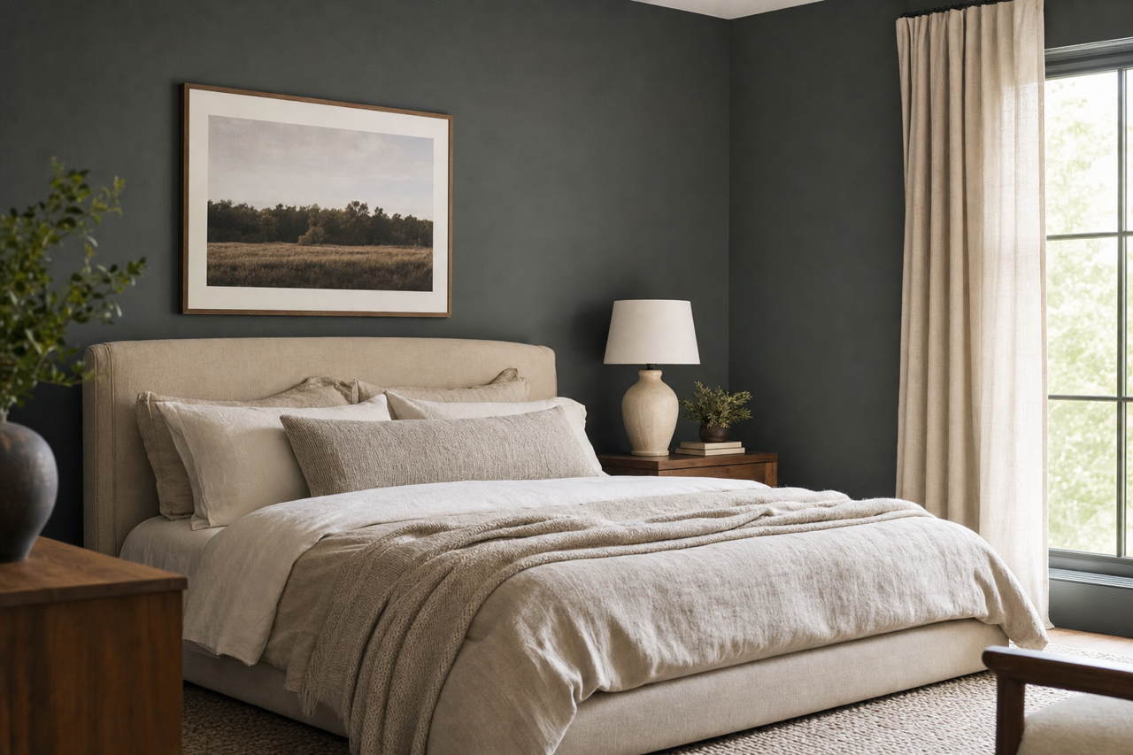 Black Evergreen by Valspar on interiors