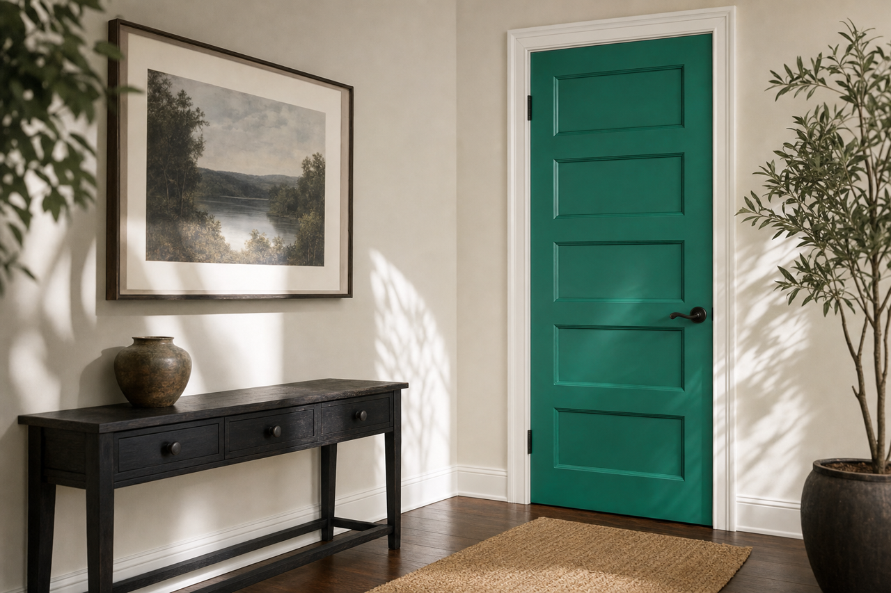 Green Suede by Valspar on interior-doors