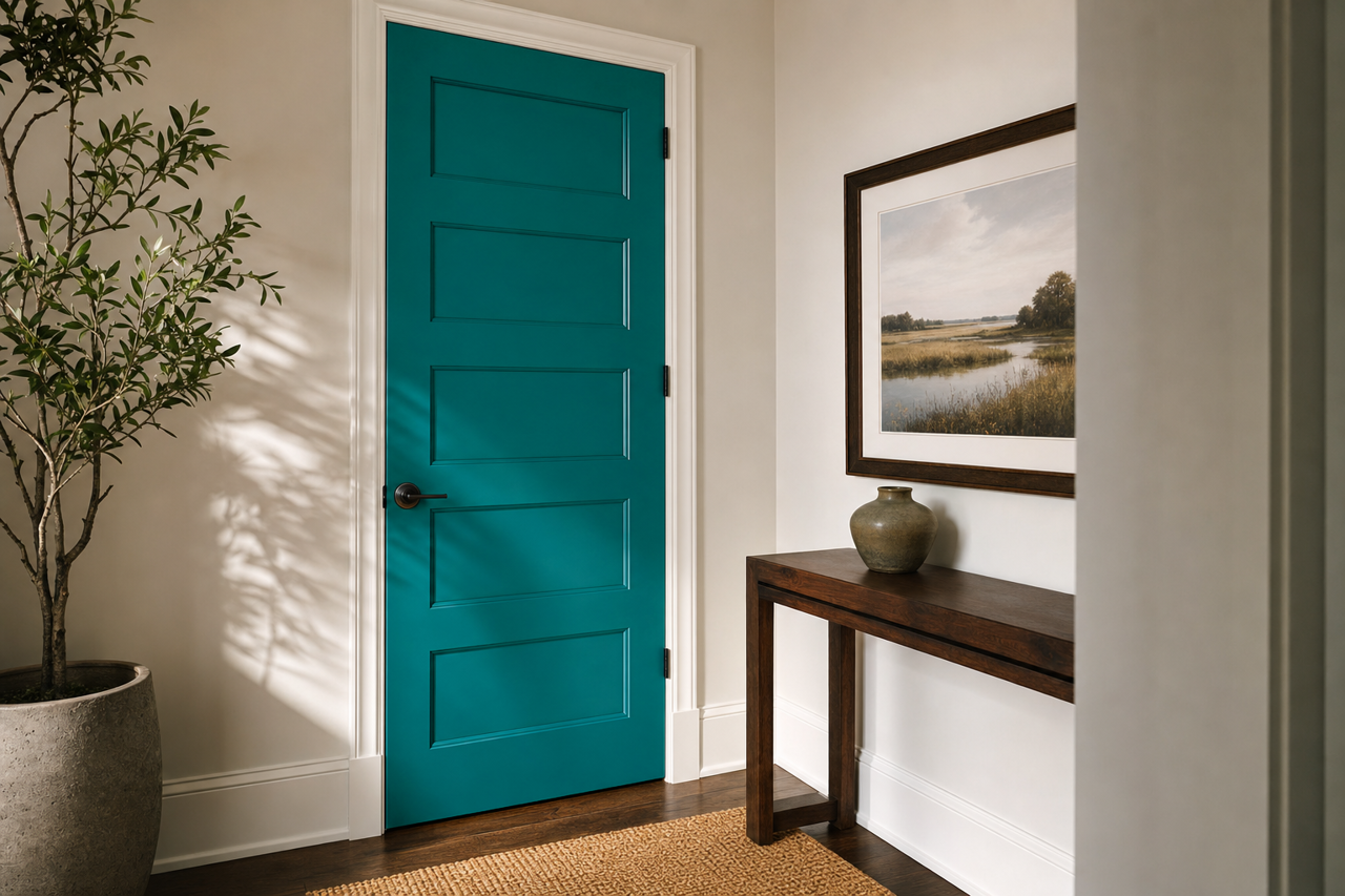 Sensual Jade by Valspar on interior-doors