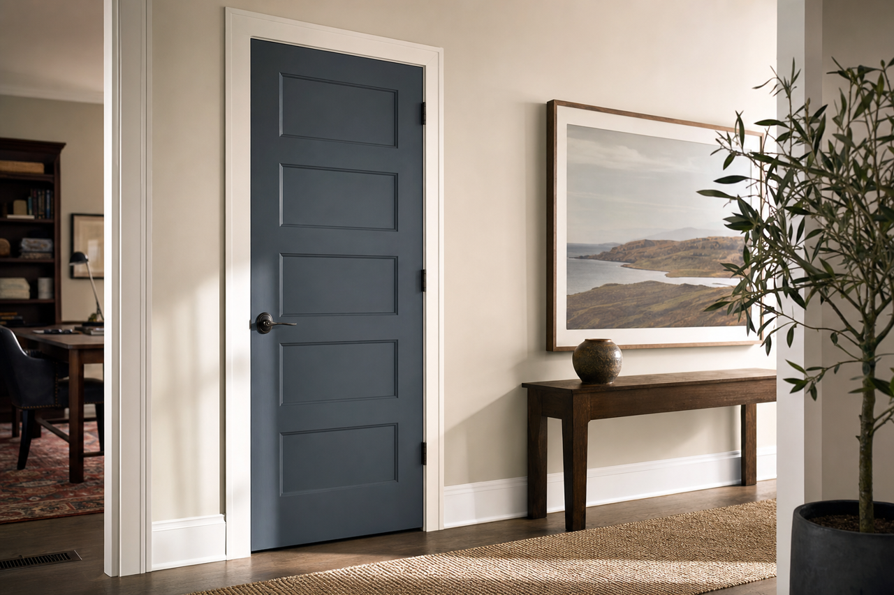 Pitch Cobalt by Valspar on interior-doors