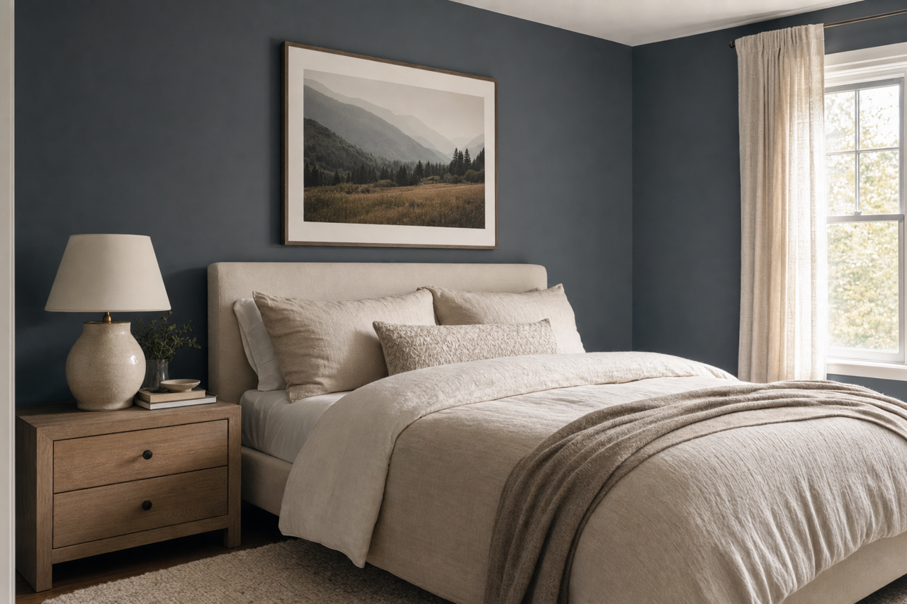 Pitch Cobalt by Valspar on interiors