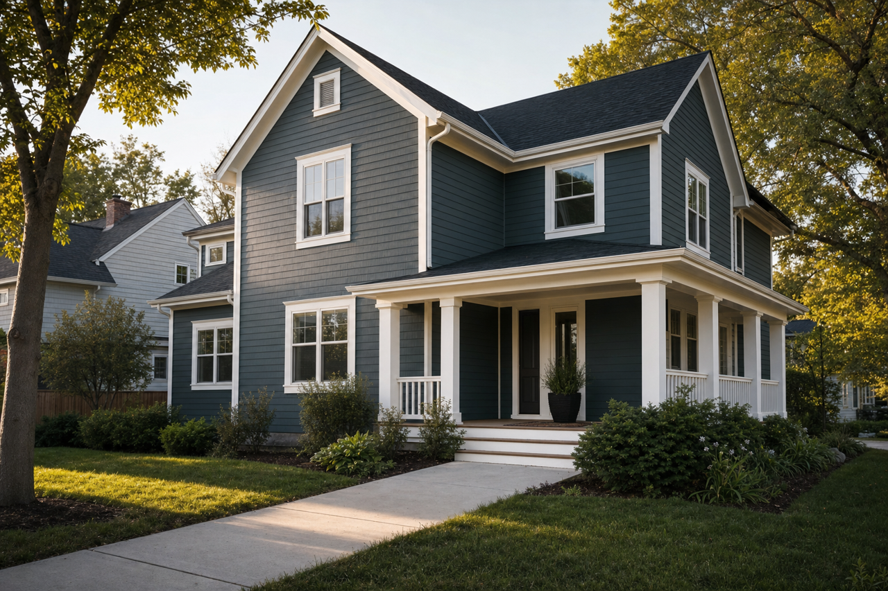Deep River Green by Valspar on exterior