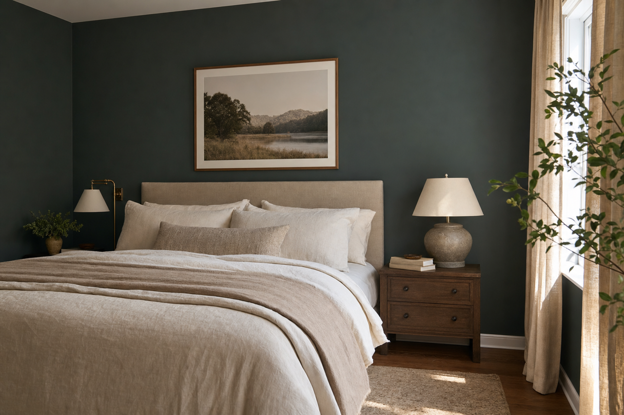 Deep River Green by Valspar on interiors