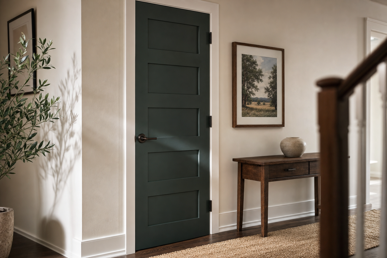 Peacock House by Valspar on interior-doors