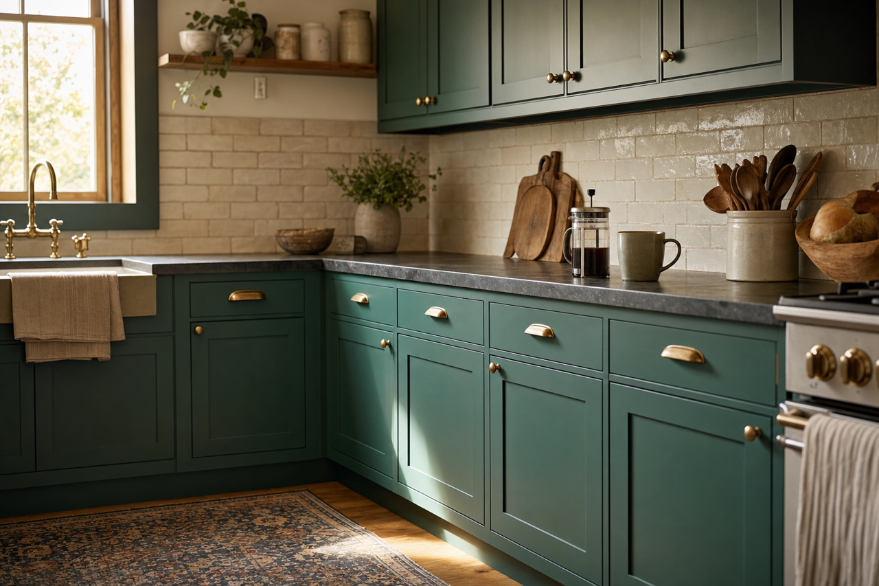 Nordic Forest by Valspar on cabinets